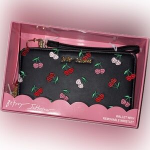 🍒 Betsey Johnson Black Cherry Embroidered Wristlet